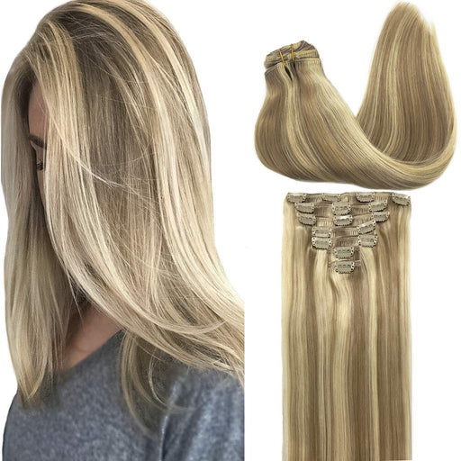 Human Straight Hair Seamless invisible Clip In Hair Extensions