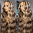 Blonde Highlight Wig Body Wave Dark Brown Wig With Blonde Highlights