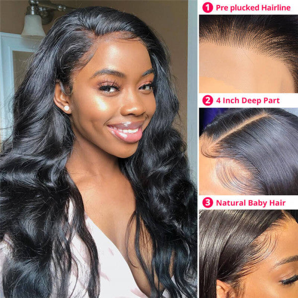 Fake Scalp Wigs Body Wave Lace Front Wigs Natural Hair Wigs With Baby Hair