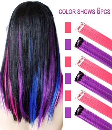 Human hair wholesale virgin hot pink clip in hair extensions