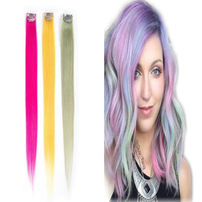 Human hair wholesale virgin hot pink clip in hair extensions