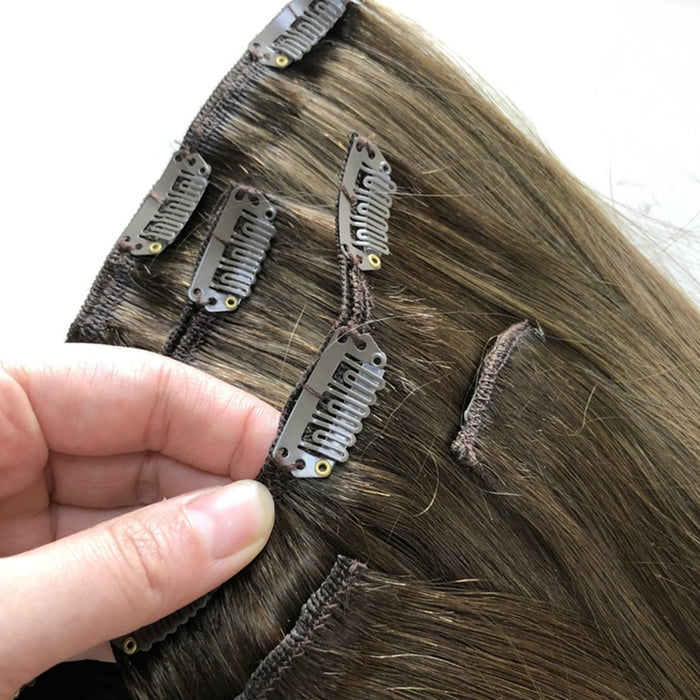 Human hair 10 colors can customize human clip in hair extensions