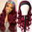 Burgundy Headband Wigs Human Hair Wigs With Hair Headbands