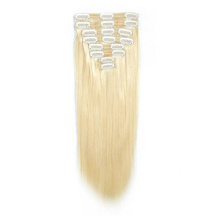 High quality virgin straight human hair clip in extensions