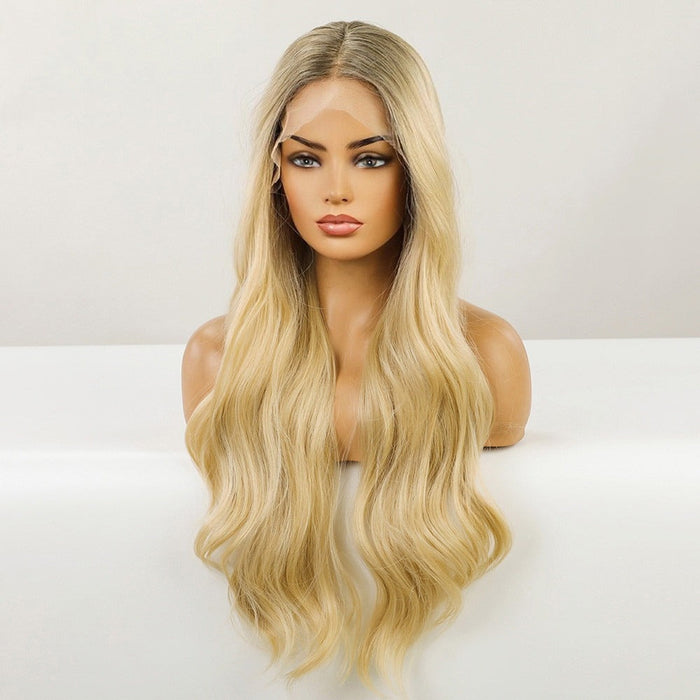 Long Wavy Lace Middle Part Nature Human Hair Wig