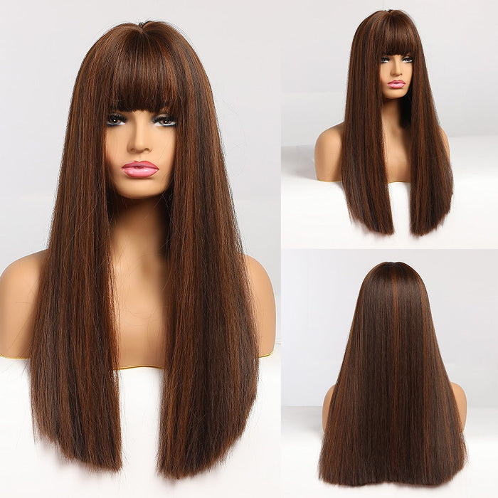 Silky Brown Straight Wig