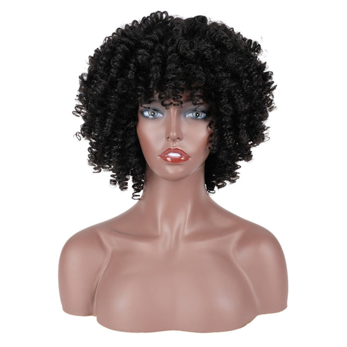 Synthetic Short Curly Without Lace Human Hair Wig