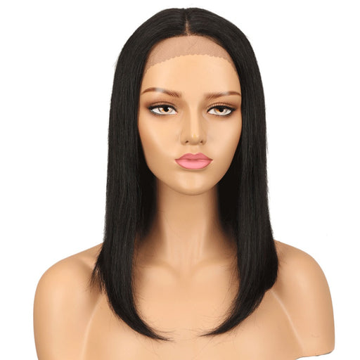 Front Lace Long Straight Human  Hair Wigs for Black Woman