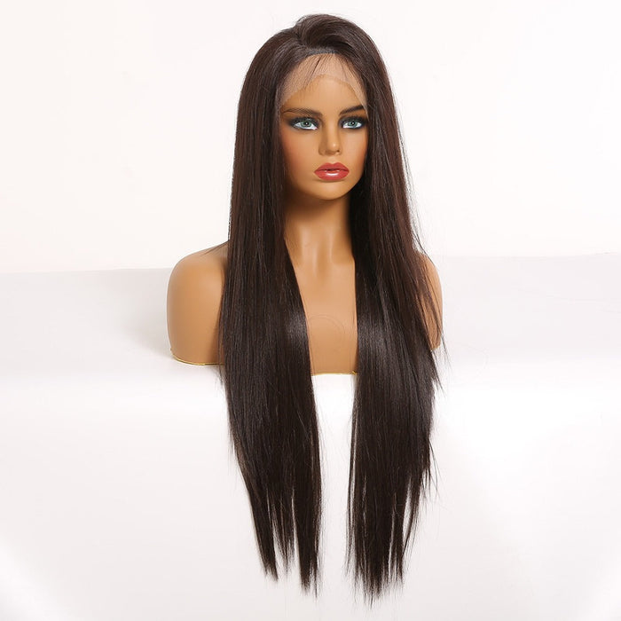 Long Straight Front Lace High Synthetic Human Hair Wig