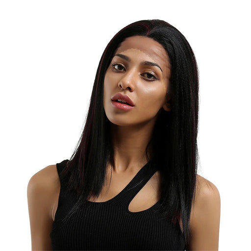 Medium Length Straight Synthetic Lace Front Human Hair Wig