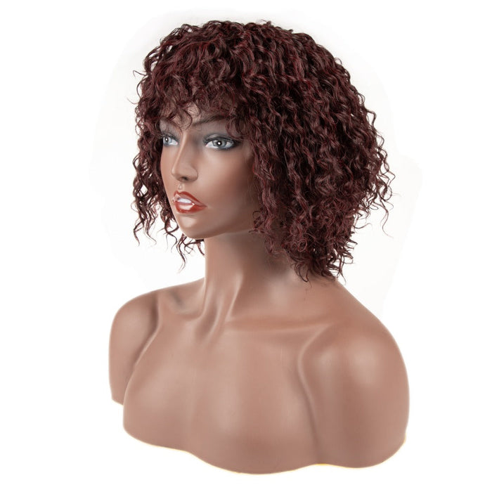 New Synthetic Short Curly without Lace Human Hair Wig