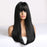 Silky Straight Heat Resistant Fiber Synthetic Human Hair Wigs with Bangs