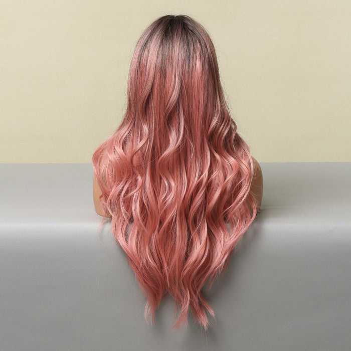 Root Black Gradient Pink Front Lace Human Hiar Wigs