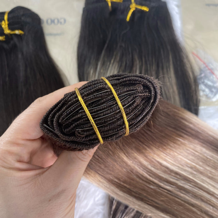 Clip In Human Hair Extension For White Women Natural Invisible Seamless Clip In Hair