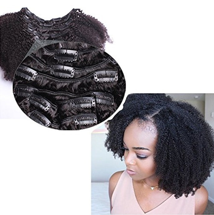 Curly cuticle aligned afro kinky clip in human hair