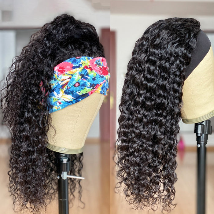 Curly Headband Wig Human Hair Wigs For Black Women Hair Water Wave Human Hair Wigs