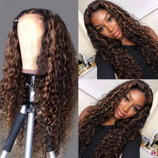 Curly Hair Highlight Wigs 100 Human Hair Curly Lace Front Wigs Ombre Wigs