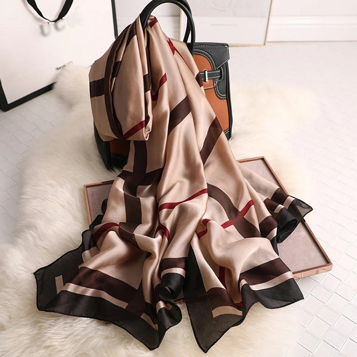 New Spring Beach Hijab Shawls Wraps Female Foulard Designer Printed Luxury Silk Scarf