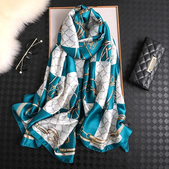 New Spring Beach Hijab Shawls Wraps Female Foulard Designer Printed Luxury Silk Scarf