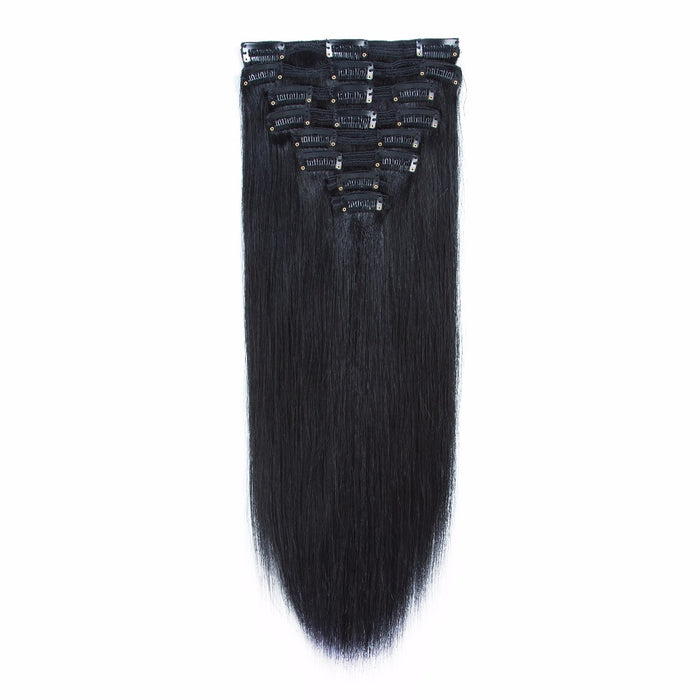 Customized triple weft 100g-200g clip in hair extension double drawn full head