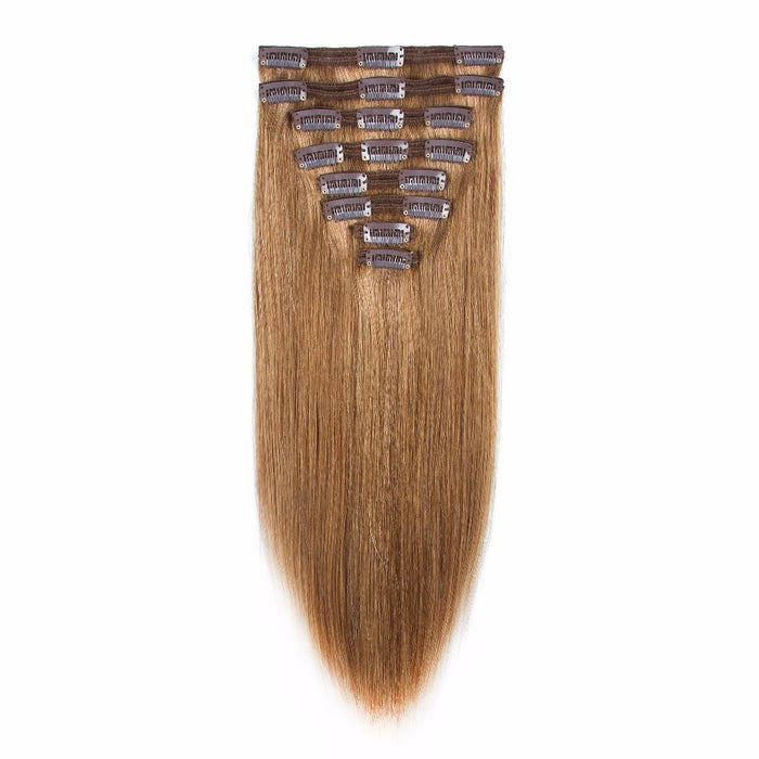 Customized triple weft 100g-200g clip in hair extension double drawn full head