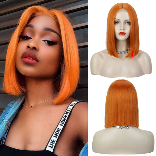 Ins Hot Orange Short Bob Mini Lace Front Wigs