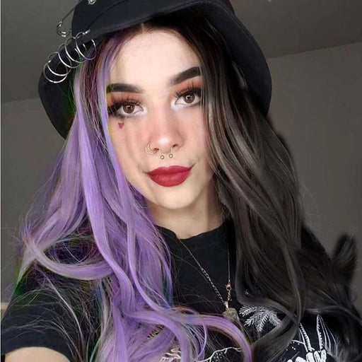 Half Purple Black Lace Front Wigs