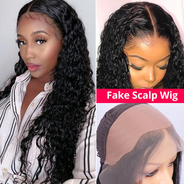 Deep Wave Fake Scalp Wigs Pre Plucked Frontal Wigs Real Hair Wigs For Sale