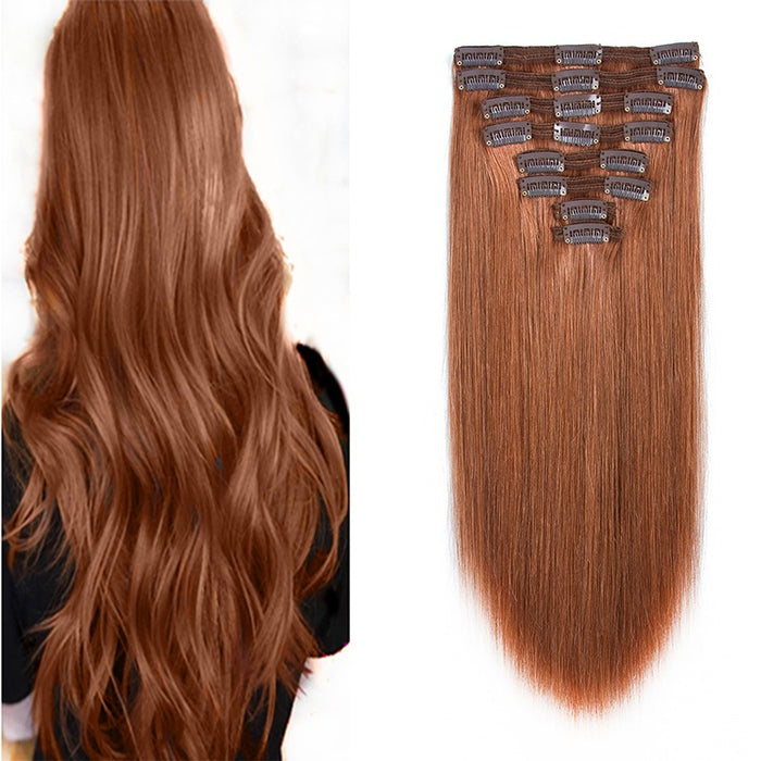 Triple quad weft claw clip in layer hair pieces extension double drawn