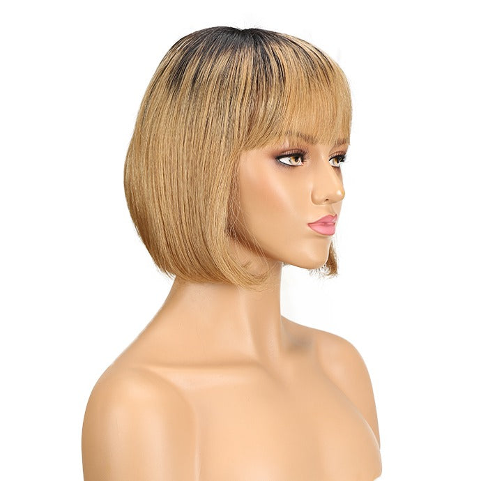 Machine Made  Natural Cheap Colored Short Bob Human  Hair Wigs