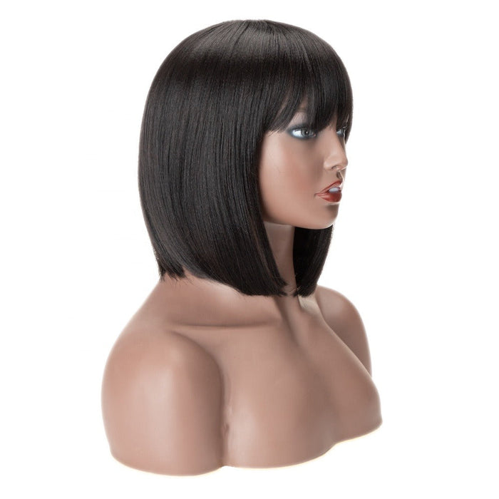 Super Double Drawn Virgin Remy Bang Machine Made  Human  Hair Wigs