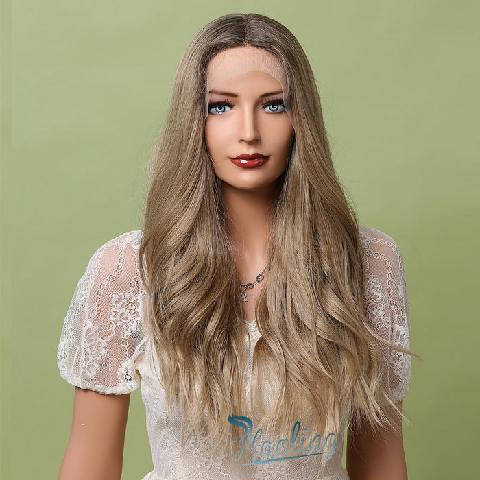 Wave Long Synthetic Heat-resistant Fiber Lace Human Hair Wigs