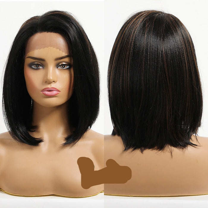 Medium Length Straight Synthetic Lace Front Human Hair Wig