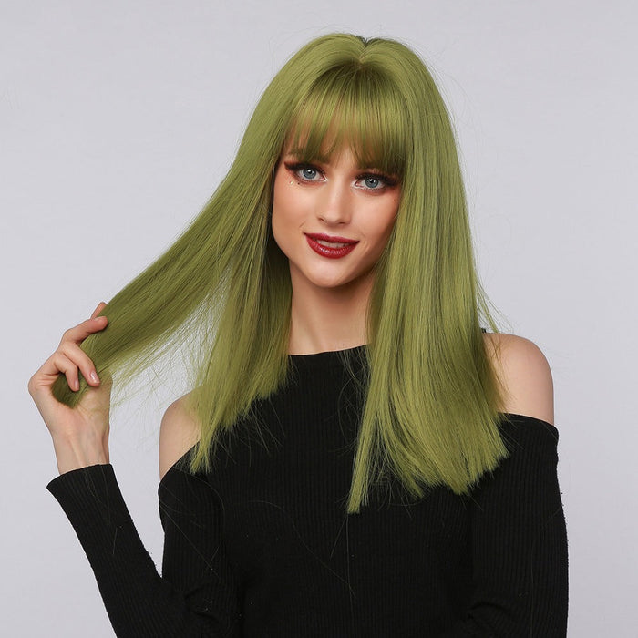 Medium Straight Synthetic Cosplay  Human Hair Wig