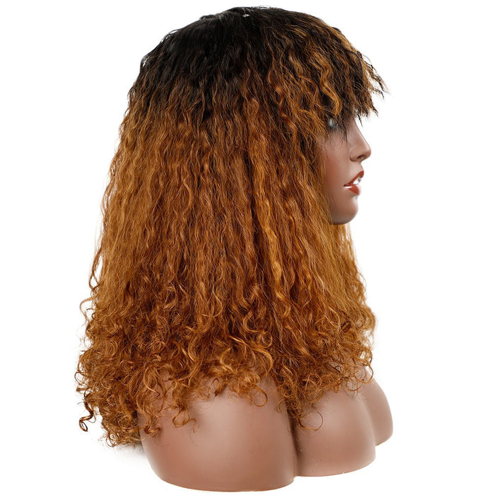 Synthetic Curly Classic Full Quality Machine Made Human Hair Wig