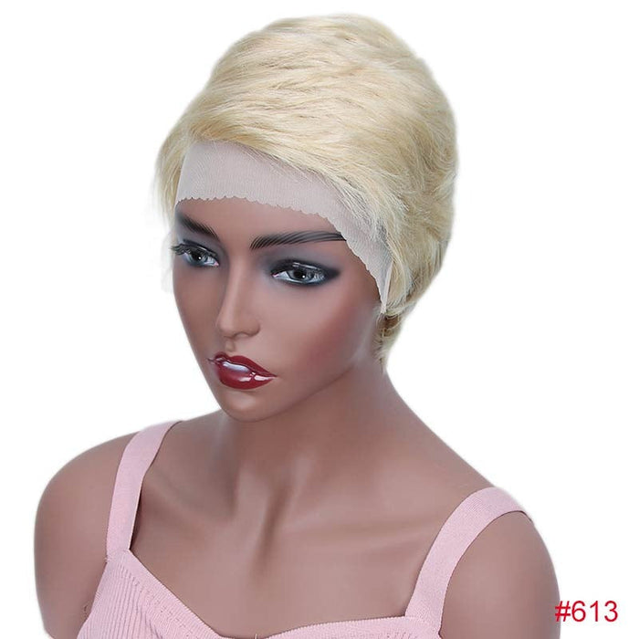 Lace Front Straight Pixie Cut Human  Hair Wigs