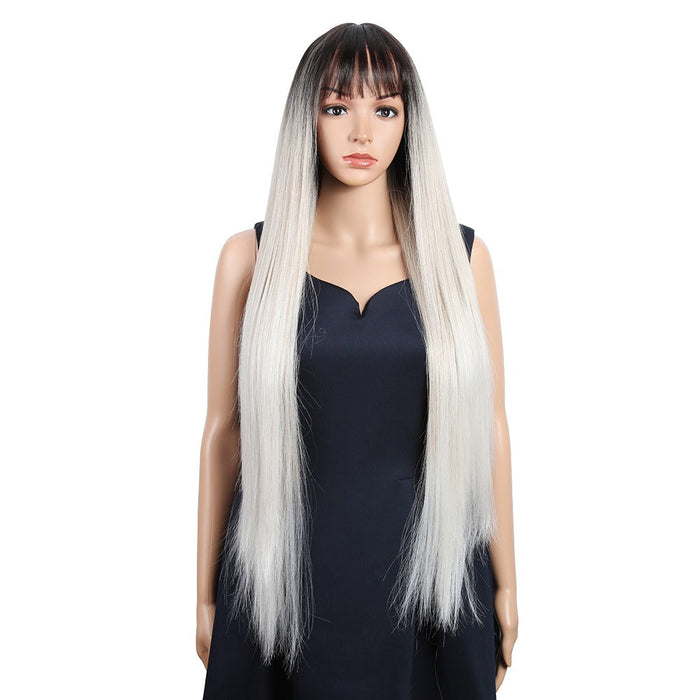 Straight With Bang Glueless Long Lace Front Human Hair Wig