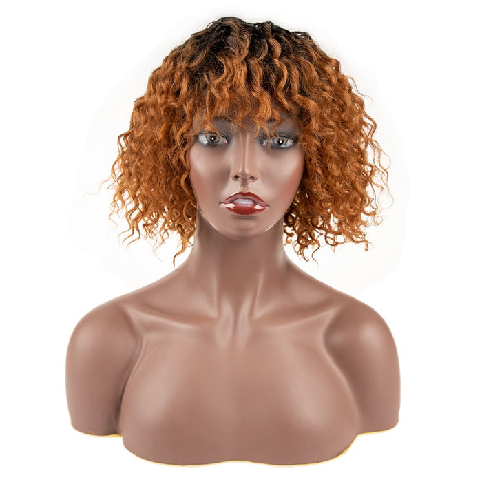 New Synthetic Short Curly without Lace Human Hair Wig