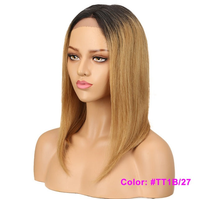 Straight Lace Front Middle Part Closure Human Hair Wigs