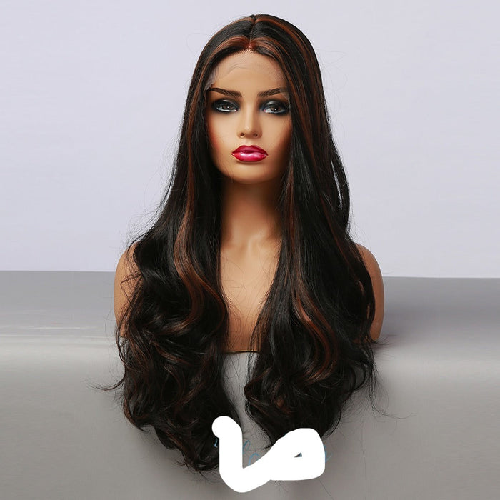 Long Wavy Heat Resistant Fibre Synthetic Lace  Human Hair Wig