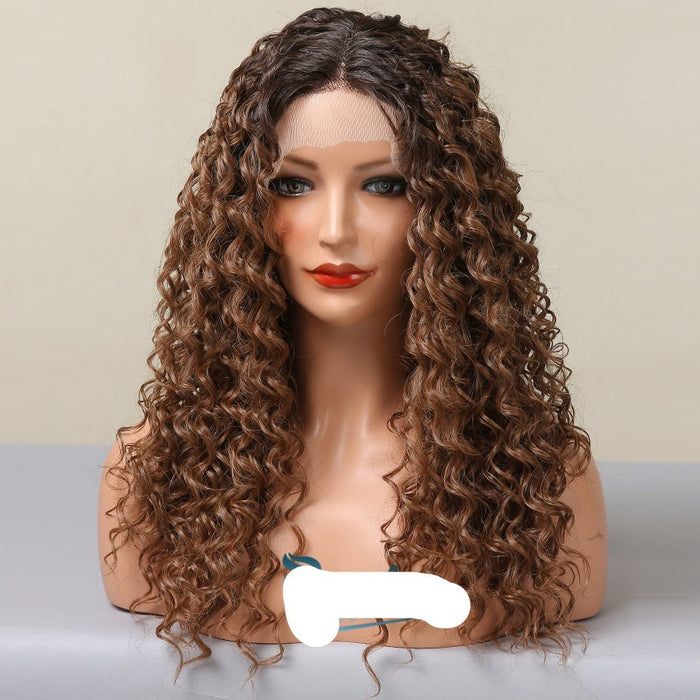 Water Wave Temperature Resistant Fiber Hand Crocheted Lac Human Hiar Wigs