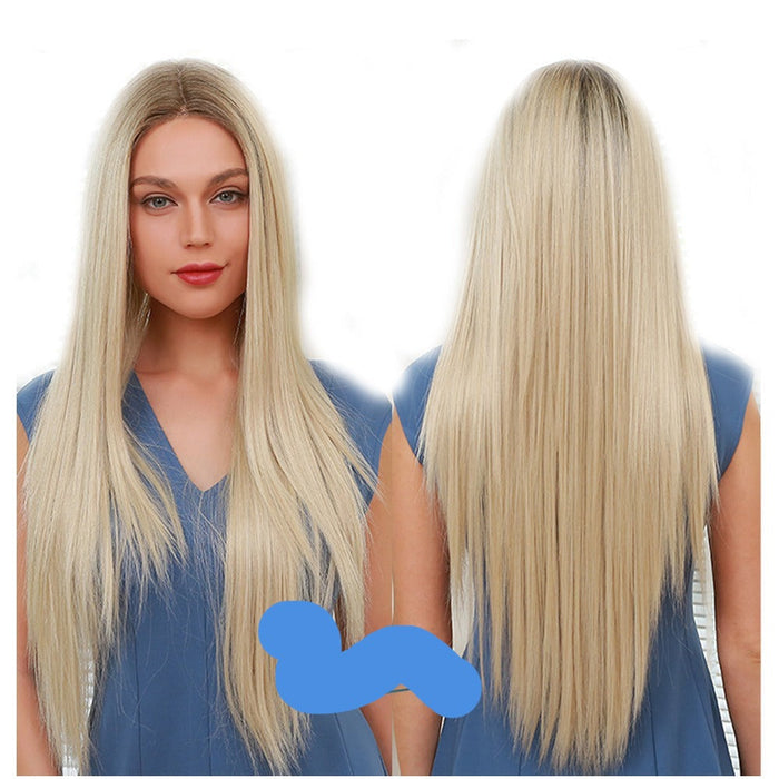 Long Silky Straight Synthetic Lace Front Human Hair Wig