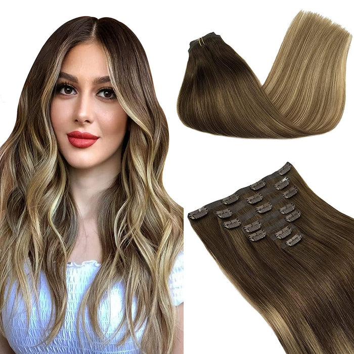 Double Drawn Real Raw Virgin Natural Remy Invisible Seamless Clip in 100% Human Hair Extensions with Cuticle