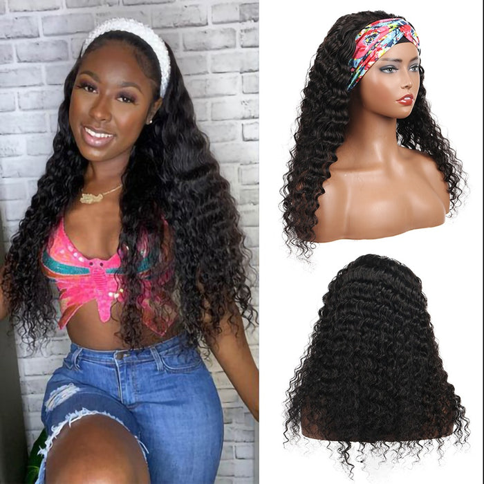 Factory Outlet Headband Wig Human Hair For Black Human Hair Headband Wig, Straight Body Deep Ponytail Human Hair Wigs