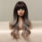 Brown Ash Blonde Synthetic Wig for Women Long Layered Wavy Wigs with Bangs Daily Costume