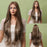 Brown Blonde Mix Lace Wigs with Highlight Synthetic Wavy Hair Wigs for Black Women