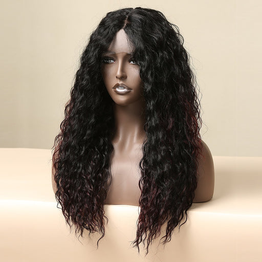 Curly Synthetic Lace Front Wigs for Black Women Black Mixed Red Afro Wigs Heat Resistant Fiber