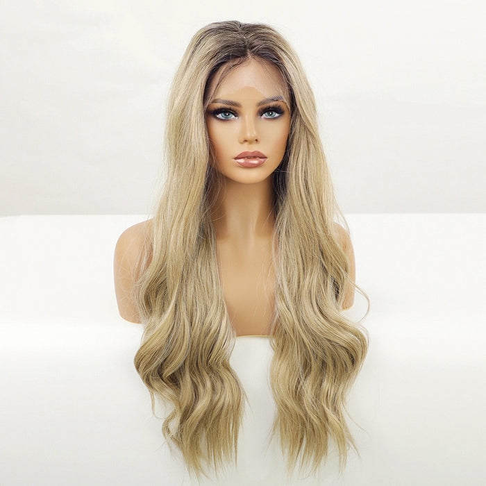 Wigs Long Wavy Hair Brown Gradient Blonde Hair Heat Resistant Lace Front Wig