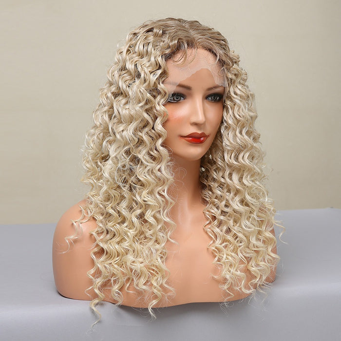 Lace Wig Hair Synthetic Ombre Blonde Kinky Curly Hair Wigs for Women Natural with Baby Hair