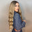 Long Body Wave Synthetic Wigs Middle Part Natural Dark Brown for Women Heat Resistant Fiber